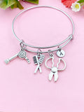 Hair Dryer Comb Scissor Charm Bracelet, Cosmetology Graduation Gift N 6108