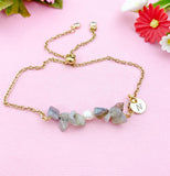 Labradorite Pearl Bracelet, Gold Natural Labradorite Gemstone Jewelry, N6116A