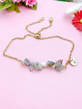 Labradorite Pearl Bracelet, Gold Natural Labradorite Gemstone Jewelry, N6116A