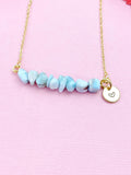Larimar Necklace, Gold Necklace, Natural Larimar Gemstone Jewelry, N6117