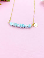 Larimar Necklace, Gold Necklace, Natural Larimar Gemstone Jewelry, N6117