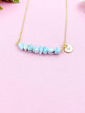 Larimar Necklace, Gold Necklace, Natural Larimar Gemstone Jewelry, N6117