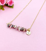 Rhodochrosite Necklace, Gold Necklace, Natural Rhodochrosite Gemstone Jewelry, N6119