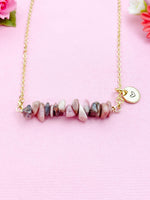 Rhodochrosite Necklace, Gold Necklace, Natural Rhodochrosite Gemstone Jewelry, N6119