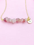 Strawberry Quartz Necklace, Gold Necklace, Natural Strawberry Quartz Gemstone Jewelry, N6120