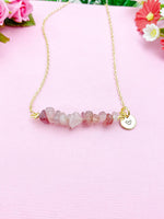 Strawberry Quartz Necklace, Gold Necklace, Natural Strawberry Quartz Gemstone Jewelry, N6120