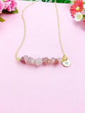 Strawberry Quartz Necklace, Gold Necklace, Natural Strawberry Quartz Gemstone Jewelry, N6120