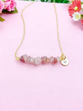 Strawberry Quartz Necklace, Gold Necklace, Natural Strawberry Quartz Gemstone Jewelry, N6120