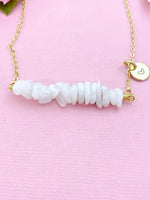 Moonstone Necklace, Gold Necklace, Natural White Moonstone Gemstone Jewelry, N6127
