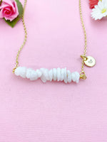 Moonstone Necklace, Gold Necklace, Natural White Moonstone Gemstone Jewelry, N6127