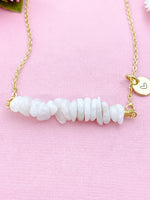 Moonstone Necklace, Gold Necklace, Natural White Moonstone Gemstone Jewelry, N6127