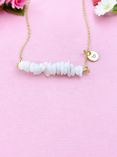Moonstone Necklace, Gold Necklace, Natural White Moonstone Gemstone Jewelry, N6127