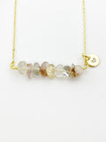 Rutilated Necklace, Gold Necklace, Natural Rutilated Quartz Gemstone Jewelry, N6129