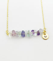 Fluorite Necklace, Gold Necklace, Natural Fluorite Gemstone Jewelry, N6131