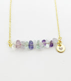 Fluorite Necklace, Gold Necklace, Natural Fluorite Gemstone Jewelry, N6131
