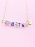 Fluorite Necklace, Gold Necklace, Natural Fluorite Gemstone Jewelry, N6131