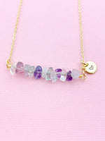 Fluorite Necklace, Gold Necklace, Natural Fluorite Gemstone Jewelry, N6131