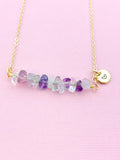 Fluorite Necklace, Gold Necklace, Natural Fluorite Gemstone Jewelry, N6131