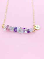 Fluorite Necklace, Gold Necklace, Natural Fluorite Gemstone Jewelry, N6131
