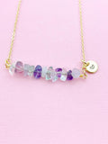 Fluorite Necklace, Gold Necklace, Natural Fluorite Gemstone Jewelry, N6131