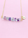 Fluorite Necklace, Gold Necklace, Natural Fluorite Gemstone Jewelry, N6131