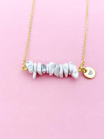 Howlite Necklace, Gold Necklace, Natural Howlite Gemstone Jewelry, N6132