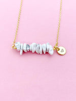 Howlite Necklace, Gold Necklace, Natural Howlite Gemstone Jewelry, N6132
