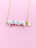 Howlite Necklace, Gold Necklace, Natural Howlite Gemstone Jewelry, N6132