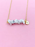 Howlite Necklace, Gold Necklace, Natural Howlite Gemstone Jewelry, N6132