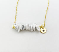 Howlite Necklace, Gold Necklace, Natural Howlite Gemstone Jewelry, N6132