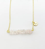 Rose Quartz Necklace, Gold Necklace, Natural Rose Quartz Gemstone Jewelry, N6133
