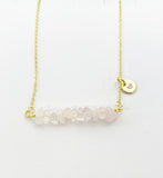 Rose Quartz Necklace, Gold Necklace, Natural Rose Quartz Gemstone Jewelry, N6133