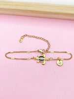 Sea Turtle Bracelet, Gold Natural, Black, N6135B
