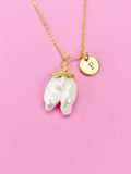 Pearl Necklace, Gold Natural Baroque Keshi Pearl,  N3405