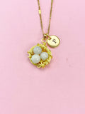 Gold or Silver Handmade Jade Bird Nest Wire Wrap Charm Necklace, Shell Pearl Jewelry, N6138