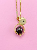 Garnet Necklace, Natural Garnet Gemstone Jewelry, Gold Necklace, N6139