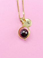 Garnet Necklace, Natural Garnet Gemstone Jewelry, Gold Necklace, N6139