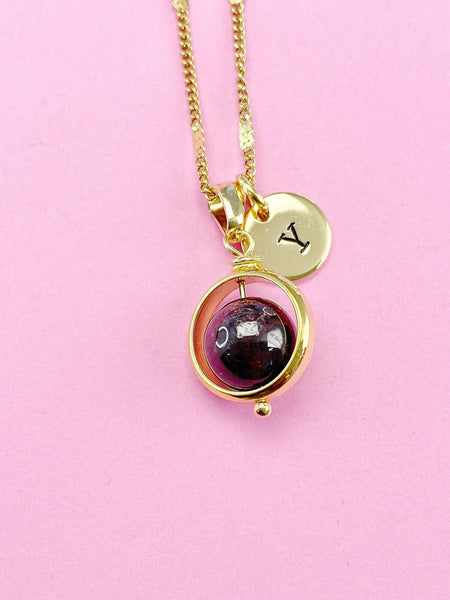 Garnet Necklace, Natural Garnet Gemstone Jewelry, Gold Necklace, N6139