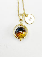 Natural Tiger Eye Necklace, Natural Tiger Eye Gemstone Jewelry, Gold Necklace, N6141
