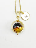Natural Tiger Eye Necklace, Natural Tiger Eye Gemstone Jewelry, Gold Necklace, N6141