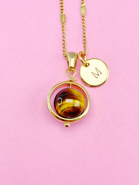 Natural Tiger Eye Necklace, Natural Tiger Eye Gemstone Jewelry, Gold Necklace, N6141