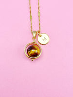 Natural Tiger Eye Necklace, Natural Tiger Eye Gemstone Jewelry, Gold Necklace, N6141