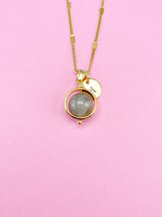 Labradorite Necklace, Natural Labradorite Gemstone Jewelry, Gold Necklace, N6142
