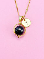 Black Tourmaline Necklace, Natural Black Tourmaline Gemstone Jewelry, Gold Necklace, N6143