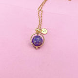 Blue Spot Jasper Necklace, Natural Blue Spot Jasper Gemstone Jewelry, Gold Necklace, N6144