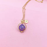 Blue Spot Jasper Necklace, Natural Blue Spot Jasper Gemstone Jewelry, Gold Necklace, N6144