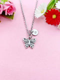 Butterfly Necklace, Silver Charm, Initial Necklace