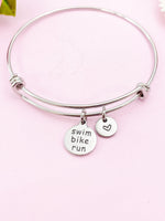 Swim Bike Run Charm Bracelet,  Gift, Triathlon Gifts, N6145