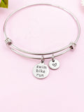 Swim Bike Run Charm Bracelet,  Gift, Triathlon Gifts, N6145