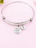 Swim Bike Run Charm Bracelet,  Gift, Triathlon Gifts, N6145